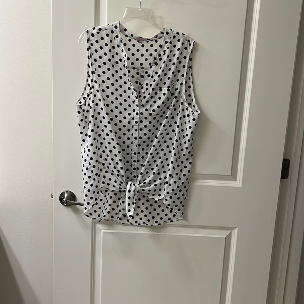 Pixley Women’s Polka Dot Sleeveless Blouse, Size XL